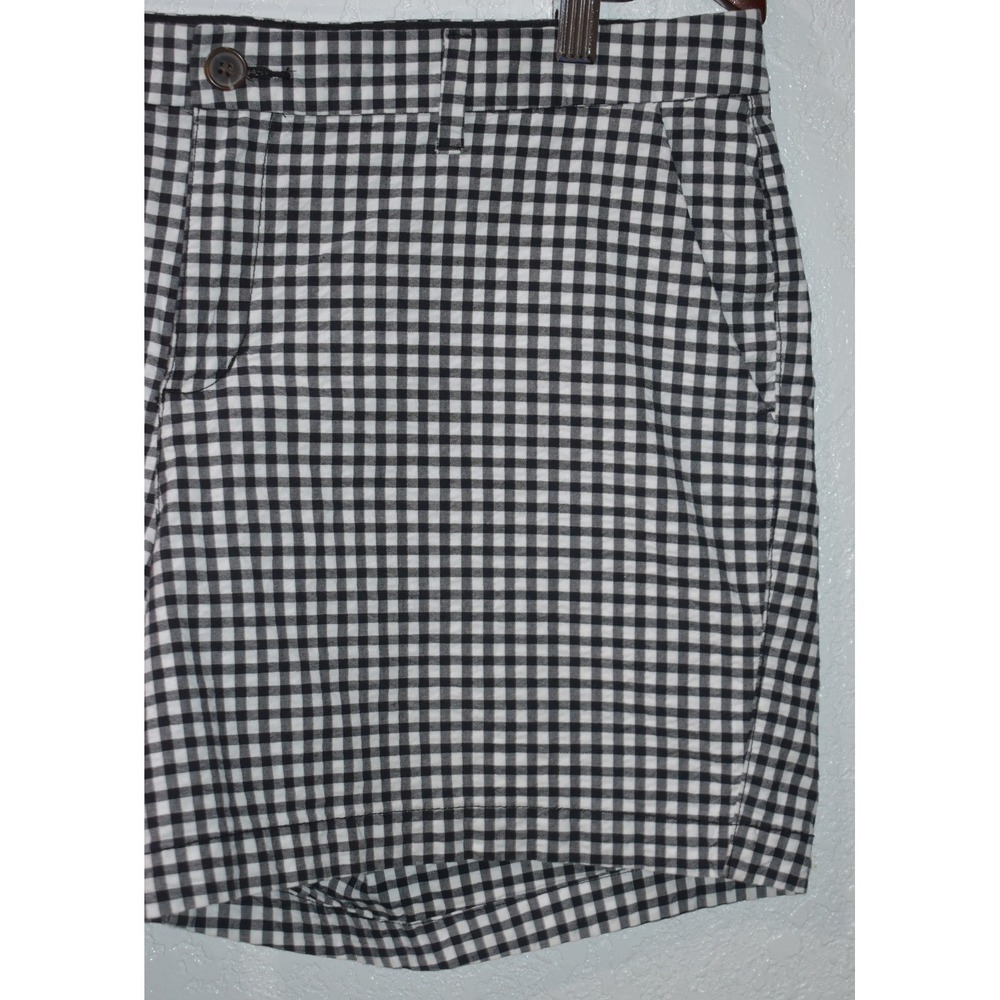 Old Navy Everyday Short Womens 12 Black White Gingham Check Mid Rise Stretch - Picture 9 of 16